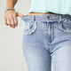 Everstretch Ankle Jeans with Fringe Detail - Light Denim