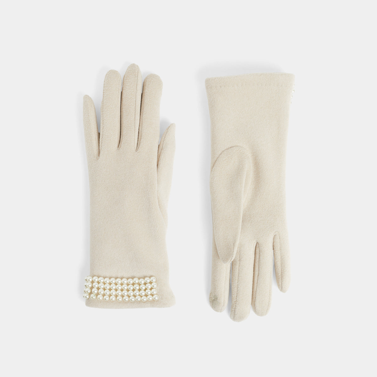 Pearl Cuff Touchscreen Gloves Natural COCO + CARMEN