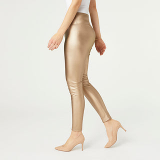 Alexi Faux Leather Legging - Metallic Taupe