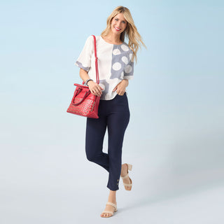 Amabel Double Compartment Grommet Tote - Red