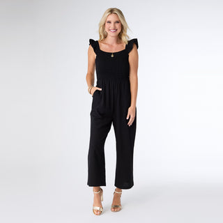 Kohde Wide Leg Smocked Jumpsuit - Black