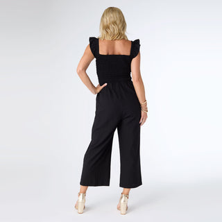 Kohde Wide Leg Smocked Jumpsuit - Black