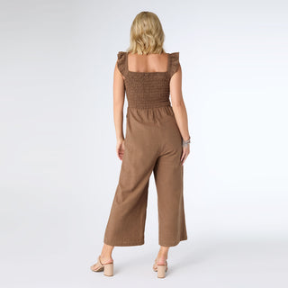 Kohde Wide Leg Smocked Jumpsuit - Cocoa