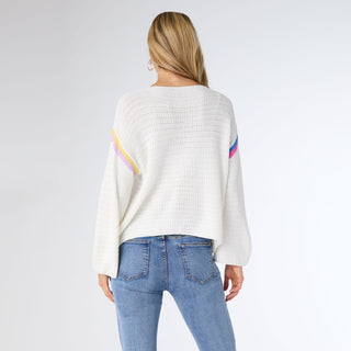 Cari Knit Top with Crochet Flowers - White