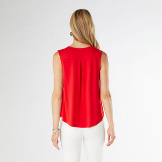 Erin Pleat Back V-Neck Tank - Tango Red