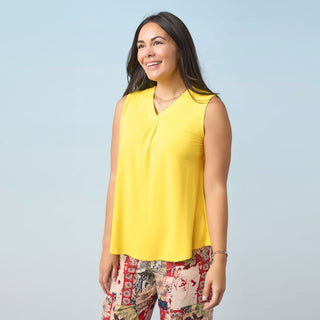 Erin Pleat Back V-Neck Tank - Black