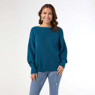 Relaxed Ciana Pullover Sweater with Lattice Back - Oceanside