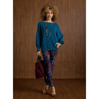 Relaxed Ciana Pullover Sweater with Lattice Back - Oceanside