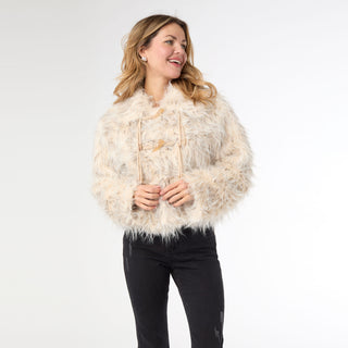Gianna Hairy Faux Fur Jacket - Natural