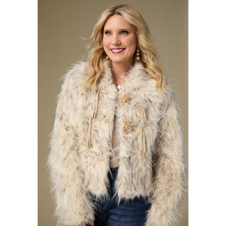 Gianna Hairy Faux Fur Jacket - Natural