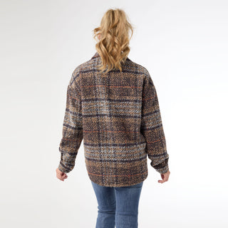 Cersei Button Front Shacket - Tan/Rust