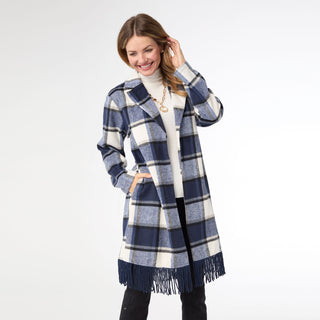 Devon Open Front Cardigan - Navy/Cream/Black