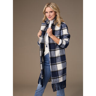 Devon Open Front Cardigan - Navy/Cream/Black