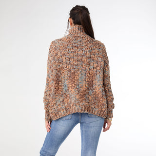 Hoge Chunky Loose Knit Sweater - Camel/Sky Blue