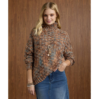 Hoge Chunky Loose Knit Sweater - Camel/Sky Blue