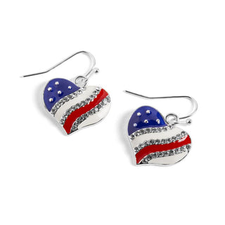 Patriotic Heart Earring - Red/White/Blue