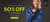 Promotional banner with a woman in a denim jacket, 50% off clearance text, and call to action on a dark background.