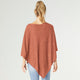 Lightweight Brushed Poncho  - Rust