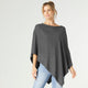 Lightweight Brushed Poncho  - Charcoal