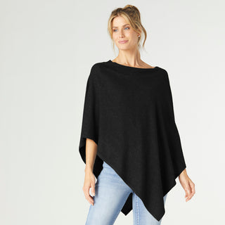 Lightweight Brushed Poncho - Black