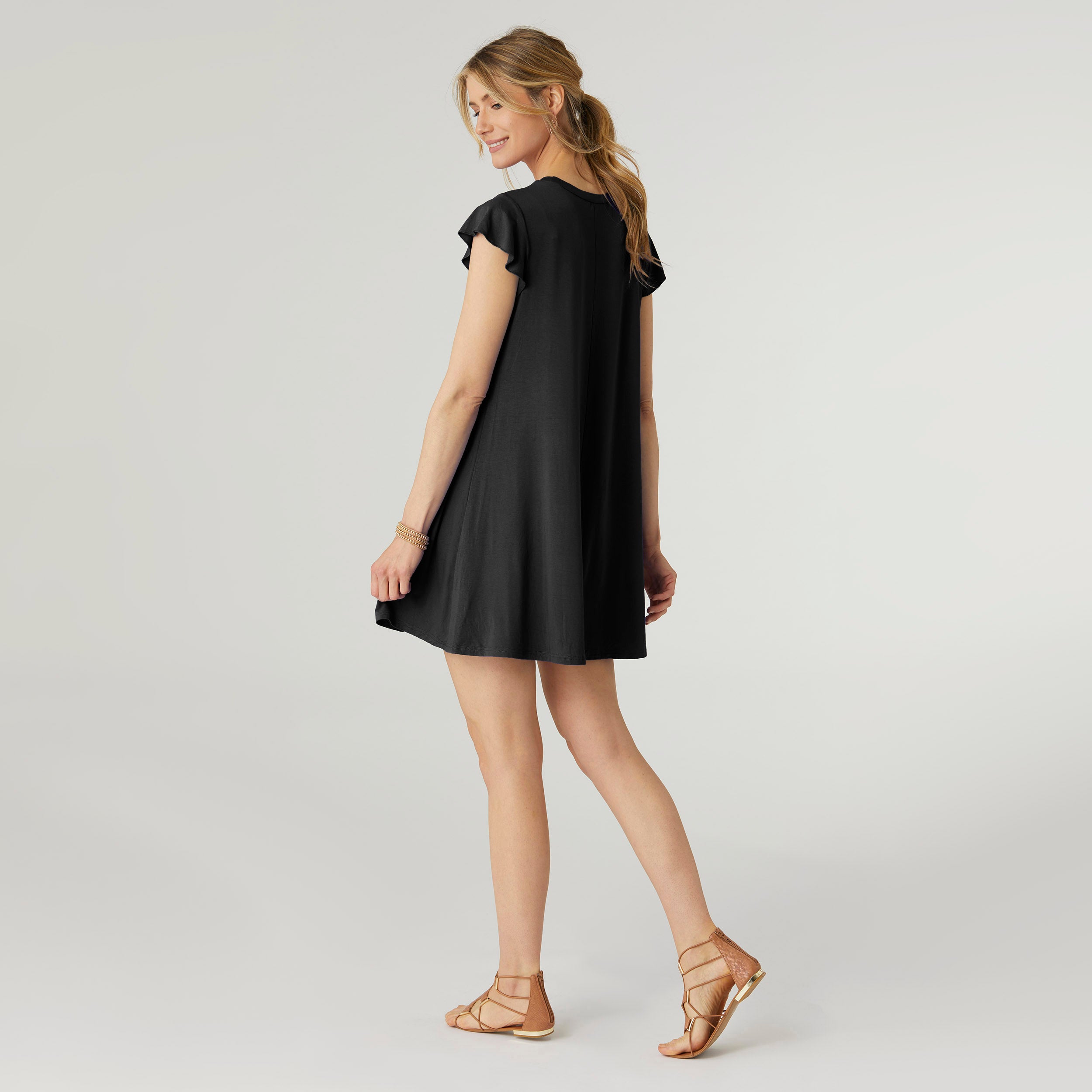 flutter sleeve dress black Francis Flutter Sleeve Black Dress S/M