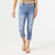 OMG Straight Leg Capri Jeans with Star Embroidery - Light Denim
