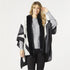 Elowyn Ruana with Faux Fur Trim - Black/Grey/Charcoal