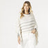 Alora Stripe Poncho with Fringe  - Cream/Grey