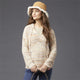 Eva V-Neck Sweater with Hood  - Taupe/Multi