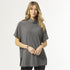 Robyn Short Sleeve Ribbed Tunic  - Charcoal Heather
