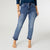 EverStretch Straight Ankle Jeans with Contrast Bottom - Medium Denim