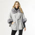 Angell Faux Fur Poncho with Tie  - Heather Grey