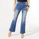 OMG Flare Jeans with Dark Wash Bottom - Medium Denim