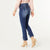 OMG Boyfriend Ankle Jeans with Slant Fringe Bottom - Dark Denim