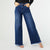 Everstretch Wide Leg Jeans with Frayed Bottom - Dark Denim