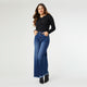 Everstretch Wide Leg Jeans with Frayed Bottom - Dark Denim