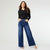 Everstretch Wide Leg Jeans with Frayed Bottom - Dark Denim