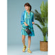Milena Ruffle Sleeve Tunic Dress - Blue Aztec