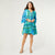 Milena Ruffle Sleeve Tunic Dress - Blue Aztec