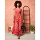 Aliya Button Front Maxi Dress - Pink/Orange