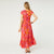 Aliya Button Front Maxi Dress - Pink/Orange