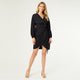 Olivia Deep V-Neck Wrap Dress - Black