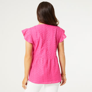 Zendaya Peplum Top - Bright Rose