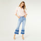 OMG ZoeyZip Flare Ankle Jeans with Contrast Tier Bottom - Light Denim