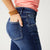 Everstretch Flare Jeans with Front Vertical Seaming - Dark Denim