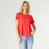 Erin Pleat Back Tee - Tango Red