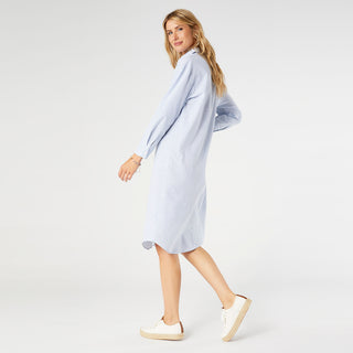 Brenna Button-Up Maxi Dress - Blue/White