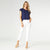 OMG Capri Jeans with Embroidered Eyelet Trim - Crisp White