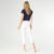 OMG Capri Jeans with Embroidered Eyelet Trim - Crisp White