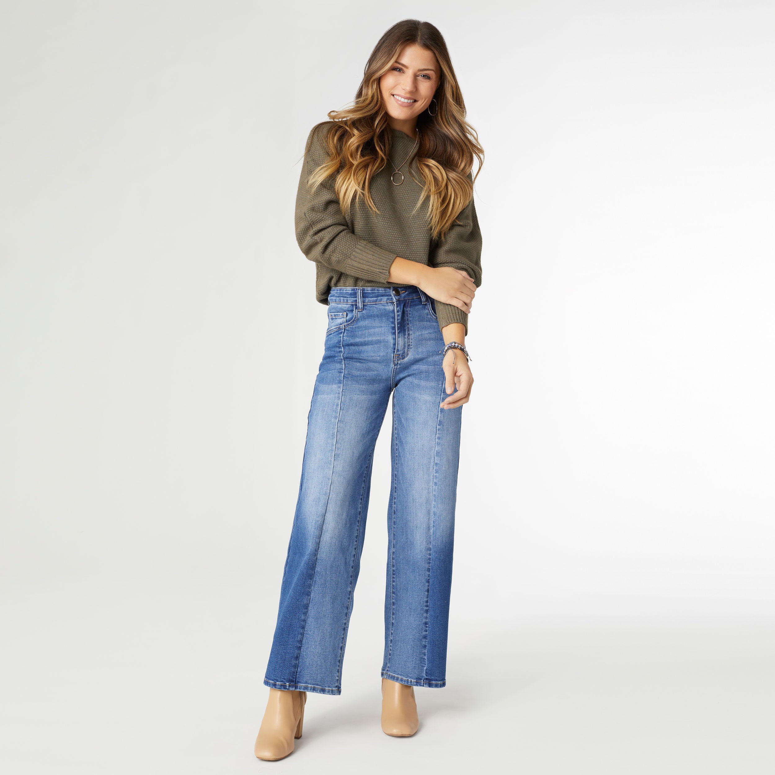 faxcopyexpress wide-leg dirty wash jeans（EverStretch Wide Leg 